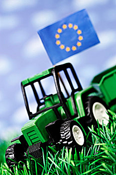 微型,拖拉机,旗帜,欧洲,象征,图像,金融,支持,农民,提供,联合