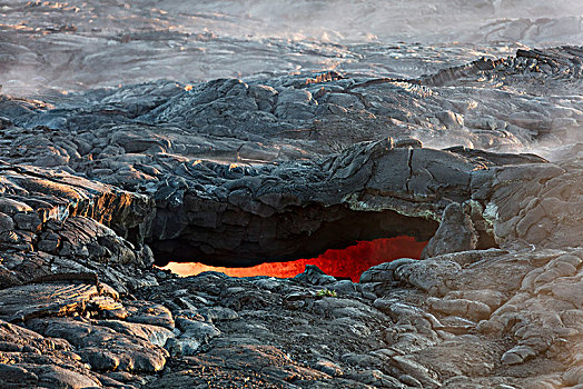 火山岩,洞,基拉韦厄火山,夏威夷火山国家公园,夏威夷大岛,夏威夷,美国,北美