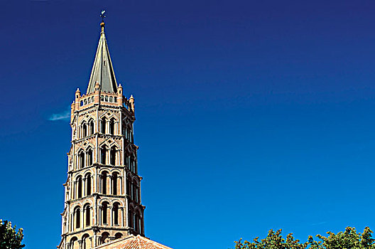 钟楼,罗马式,大教堂,14世纪,图卢兹,法国