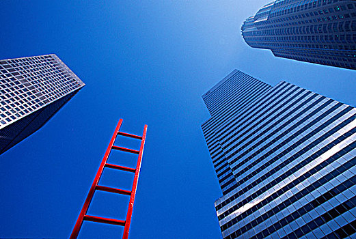 洛杉矶市区,美国,红色,梯子,上升,高层建筑,建筑,概念