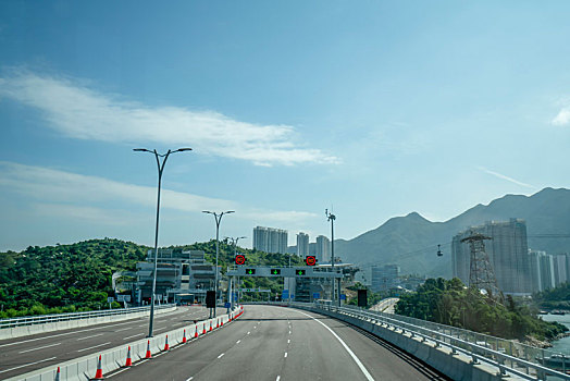 广东港珠澳大桥美丽风光及城市天际线