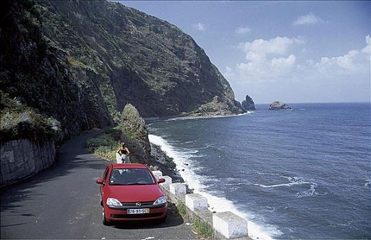 北海岸,道路,汽车,马德拉岛,葡萄牙,欧洲