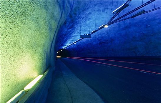 灯,光亮,绿色,蓝色,彩色,路灯,隧道,世界,挪威,斯堪的纳维亚,欧洲