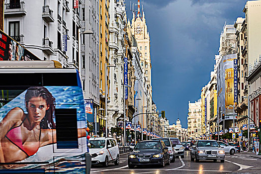 风景,格兰大道,购物街,马德里,西班牙