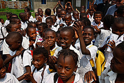 学童,校服,校园,金沙萨,刚果,非洲