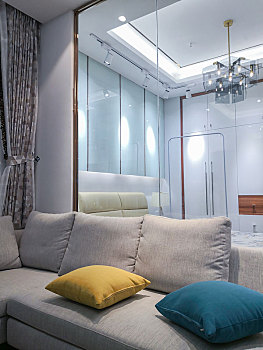现代客厅,内饰,舒适的,沙发