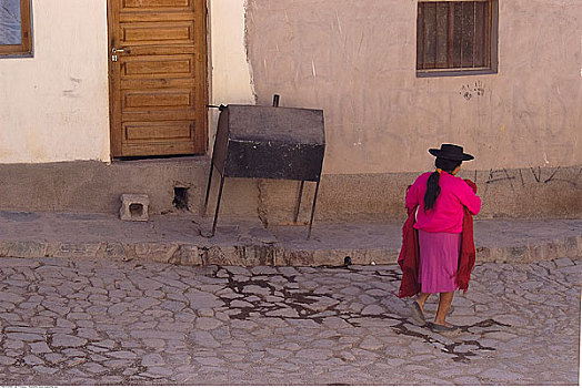 女人,走,街道,萨尔塔省,阿根廷