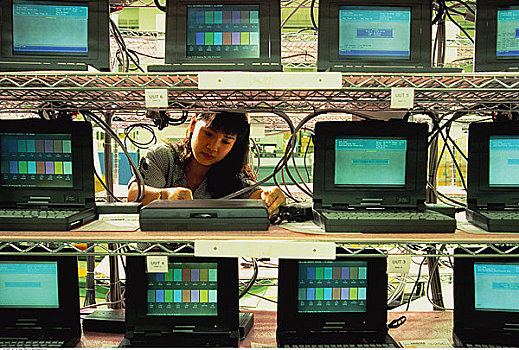 女人,测试,笔记本电脑,新加坡