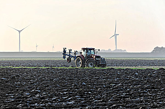 农民,耕作,拖拉机,靠近,石荷州,德国,欧洲