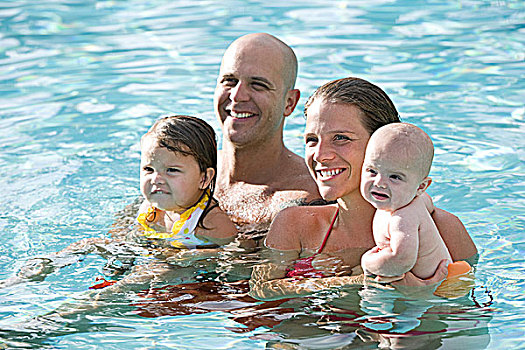 家庭,婴儿,幼儿,游泳池