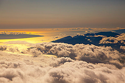 日落,顶峰,哈莱亚卡拉国家公园,毛伊岛,夏威夷