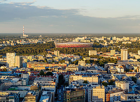 天际线,风景,宫殿,文化,科学,市中心,华沙,波兰,欧洲