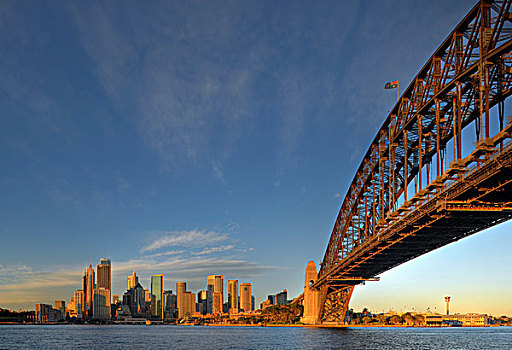 风景,悉尼,小湾,环形码头,港口,天际线,中央商务区,海港大桥,新南威尔士,澳大利亚