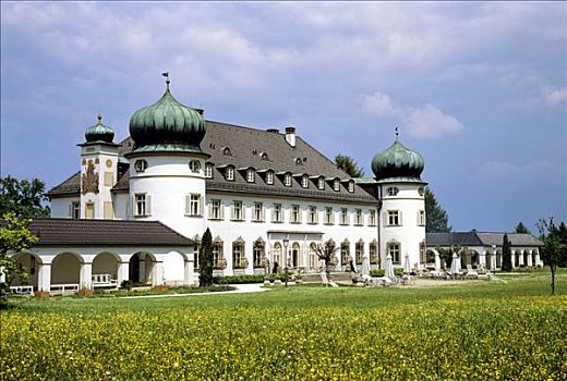 城堡,湖,奥波拜延,巴伐利亚,德国,欧洲
