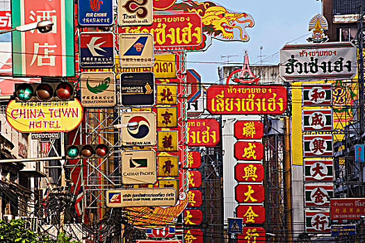 标识,唐人街,曼谷,泰国