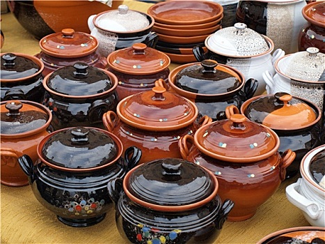 陶器,商品,收藏,不同,彩色,炖,锅
