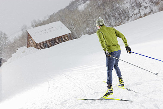 男人,越野滑雪,科罗拉多,美国