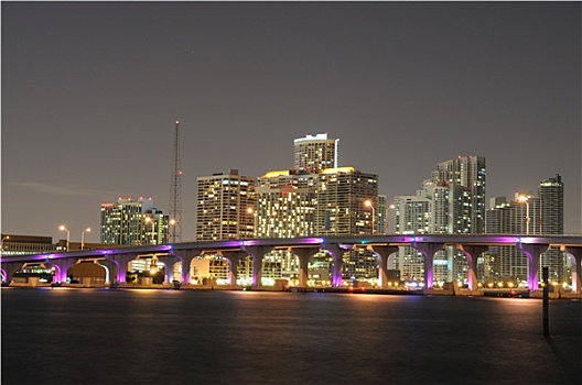 市区,迈阿密,夜晚,佛罗里达,美国