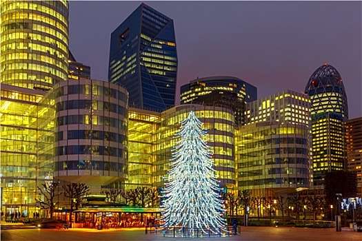 圣诞树,摩天大楼,巴黎,法国
