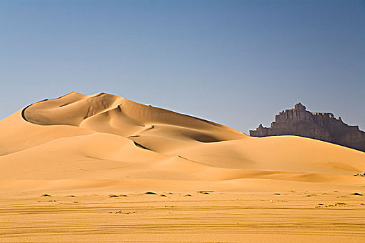 沙丘,正面,山峦,利比亚沙漠,利比亚,撒哈拉沙漠,北非,非洲