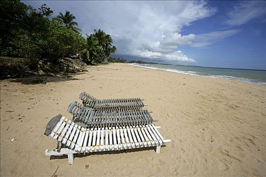 太阳椅,海滩,斯里兰卡,亚洲