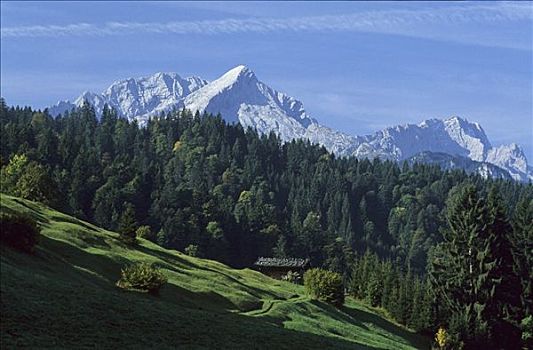 阿尔卑斯峰,楚格峰,山峦,上巴伐利亚,德国