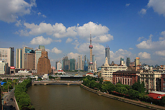 上海,东方明珠,苏州河,外白渡桥