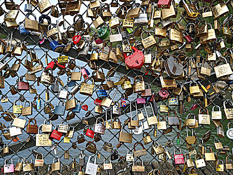 喜爱,挂锁,艺术桥,巴黎,法国