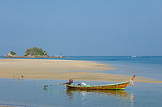 长尾船,捕鱼,船,海滩,乡村,岛屿,苏梅岛,甲米,泰国,亚洲