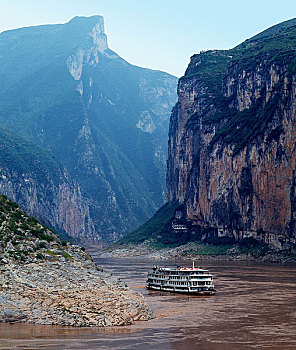 场景,三个,峡谷,长江,河