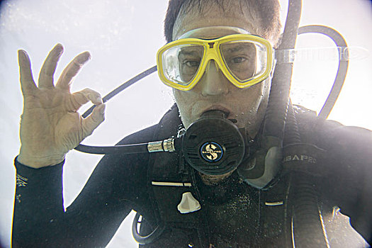 水下视角,潜水,手势,伊斯塔帕,墨西哥