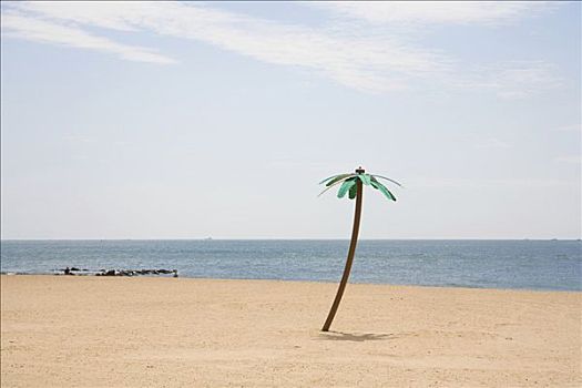 人造,棕榈树,康尼岛,海滩,纽约,美国
