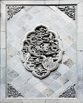 中式照壁墙传统吉祥寓意图案砖雕