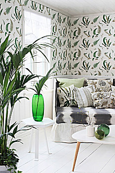 室内,棕榈树,客厅,壁纸