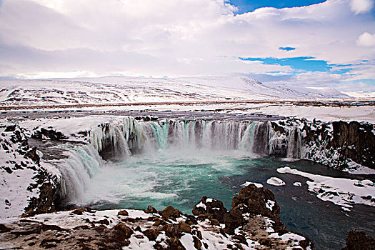 瀑布,神灵瀑布,冬天,冰岛
