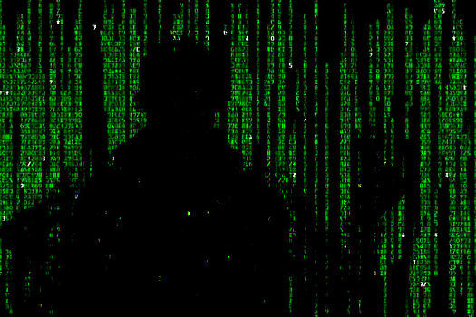 剪影,男人,绿色,数码,数据,象征,黑客