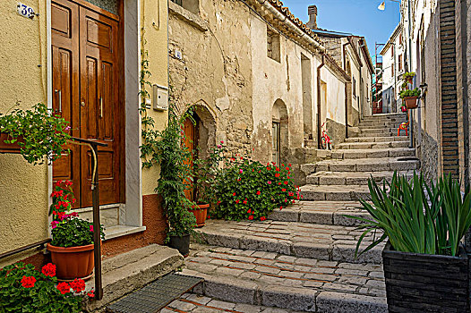 狭窄,小路,楼梯,老城,意大利,欧洲