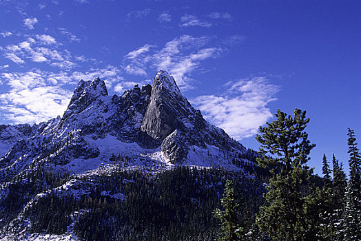 美国,华盛顿,北瀑布国家公园,自由钟,山峦,雪