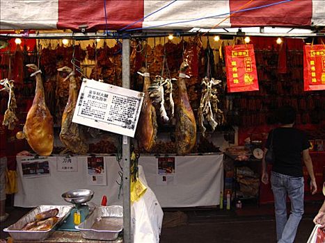 火腿,市场,唐人街,新加坡,亚洲