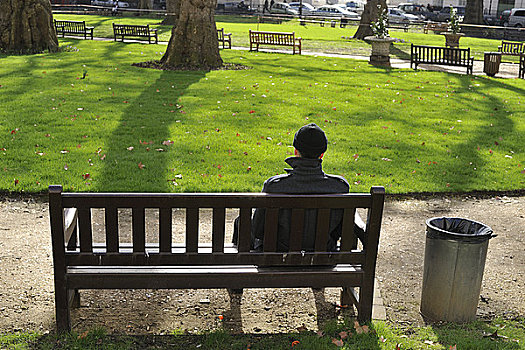 英格兰,伦敦,柏克利,一个,男人,坐,长椅