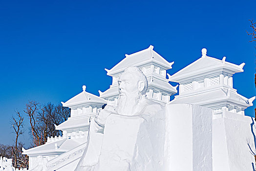 中式建筑雪雕