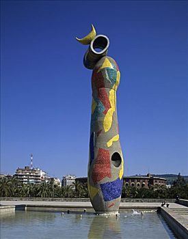 雕塑,米罗,巴塞罗那,西班牙
