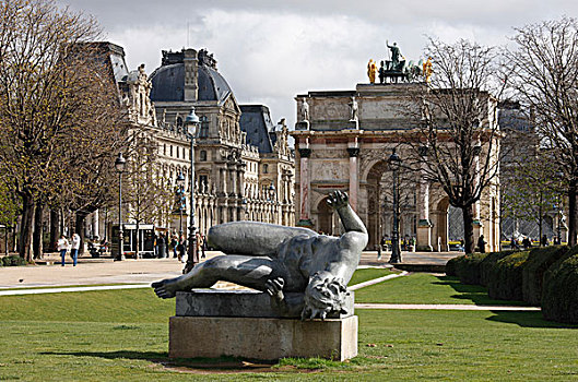 雕塑,凯旋门,院落,卢浮宫,巴黎,法国