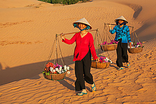 越南,美尼,沙丘,女人,锥形,帽子