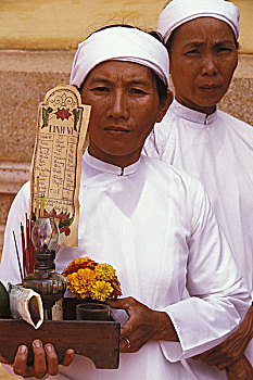 亚洲,越南,西宁省,宗教,信徒,传统服饰
