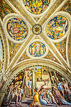天花板,壁画,梵蒂冈,意大利,欧洲