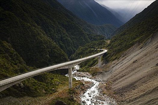 峡谷,高架桥,南岛,新西兰