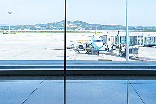 玻璃窗,飞机,机场