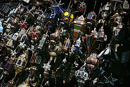 传统,摩洛哥,灯笼,出售,市场