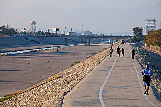 自行车道,靠近,公园,洛杉矶,河,南门,加利福尼亚,美国,只有
